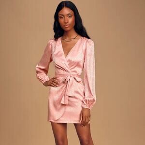 Lulu's | NWT Wild for Love Light Pink Zebra Print Faux Wrap Mini Dress